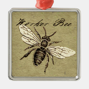 Adorno Metálico Ilustración Antigüedad Insecto Abeja Obrera Vintag
