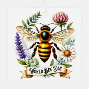 Adorno Metálico Ilustración artística del Día Mundial de las Abeja