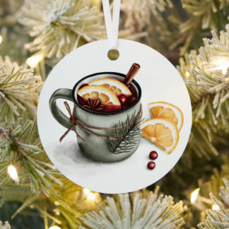 Adorno Metálico ilustracion de acuarela digital de un invierno aco