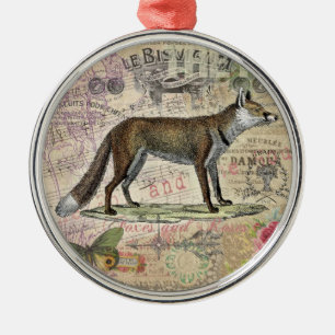 Adorno Metálico Ilustracion de animales de la vida silvestre Fox
