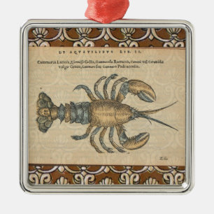 Adorno Metálico Ilustración de langosta antigua mariscos de Maine