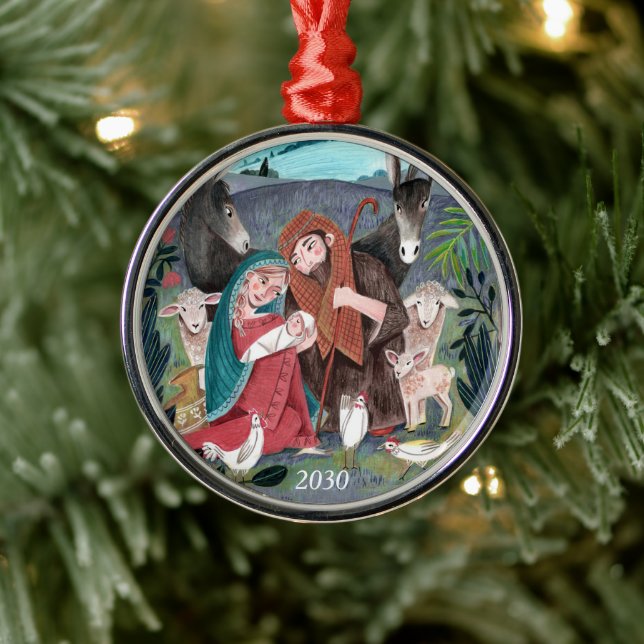 Adorno Metálico Ilustracion de Navidades religiosos de la Nativida (Árbol)