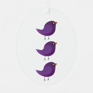 Adorno Metálico Ilustración de pajarito morado lindo
