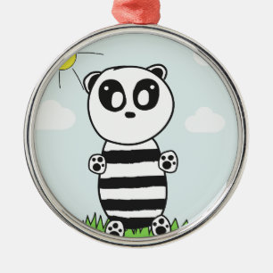 Adorno Metálico Ilustración de Panda Adorable