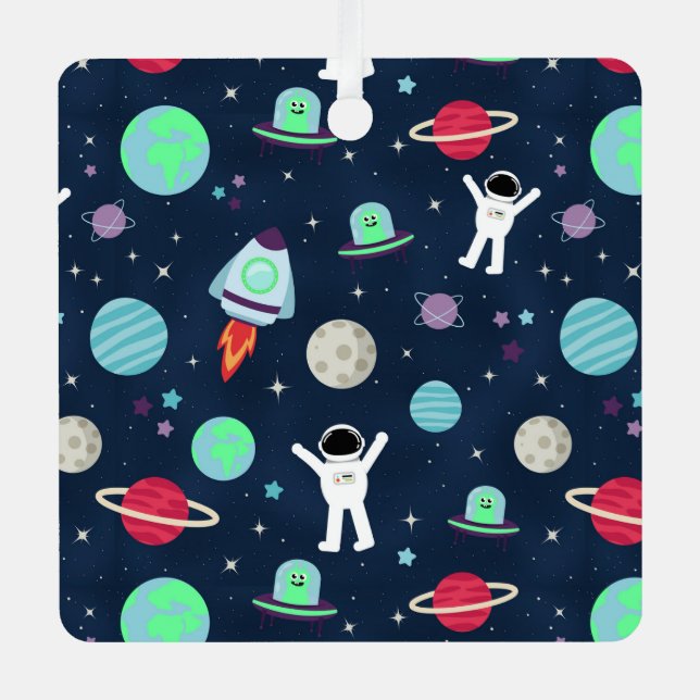 Adorno Metálico Ilustracion de patrón de espacio (Anverso)