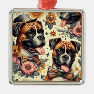Adorno Metálico Ilustracion de perro de Boxer Vintage