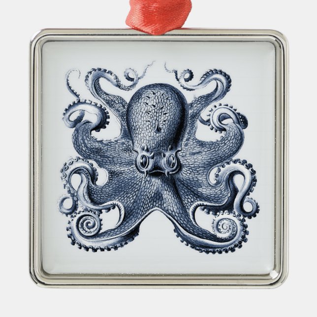 Adorno Metálico Ilustracion de pulpo azul de la Marina por Ernst H (Frente)