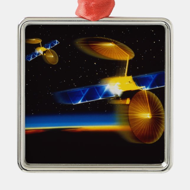 Adorno Metálico Ilustracion de satélites en el horizonte terrestre (Frente)