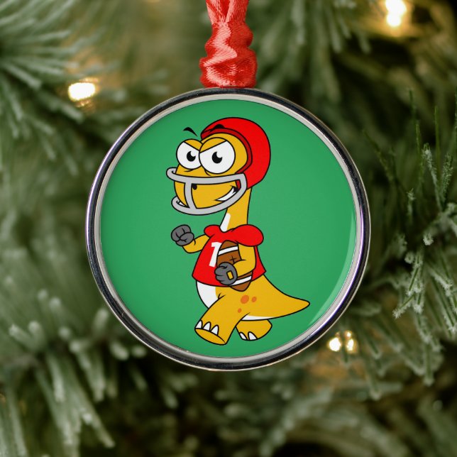 Adorno Metálico Ilustracion De Un Brontosauro Jugando Fútbol. (Árbol)