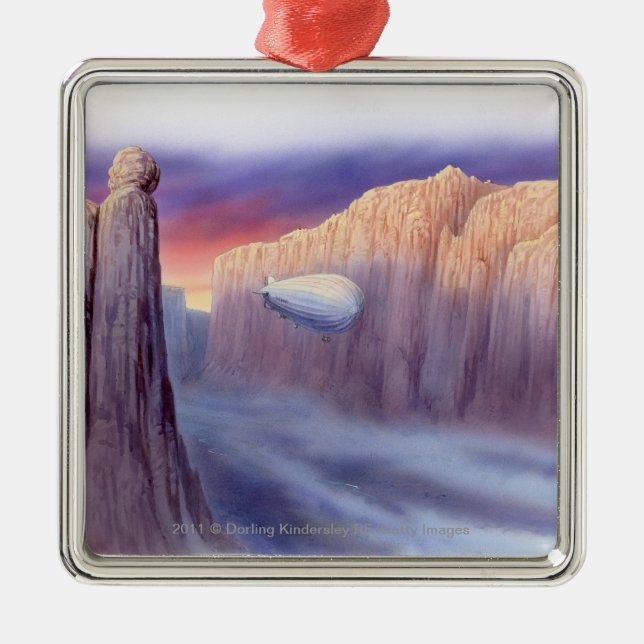 Adorno Metálico Ilustracion de viajar del dirigible (Frente)