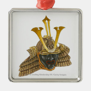Adorno Metálico Ilustracion del casco del siglo XVI del samurai