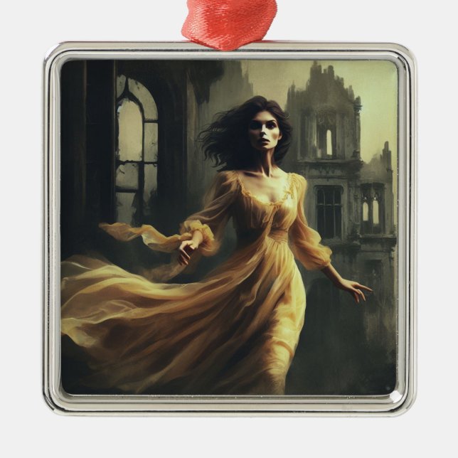 Adorno Metálico Ilustracion gótico romántico espeluznante castillo (Frente)