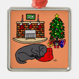 Adorno Metálico Ilustracion negro del árbol de navidad de Labrado