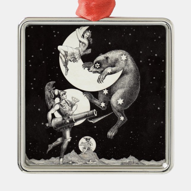 Adorno Metálico Ilustracion nocturno del cielo celeste de la luna (Frente)