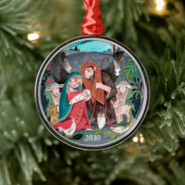 Adorno Metálico Ilustración religiosa de Navidad del nacimiento