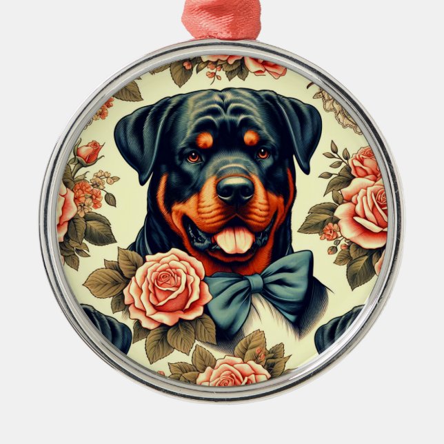 Adorno Metálico Ilustracion Retro Rottweiler (Frente)