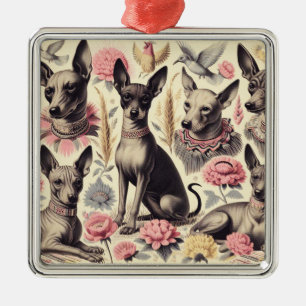 Adorno Metálico Ilustracion retro Xoloitzcuintle Seamless