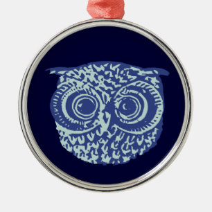 Adorno Metálico Imagen azul de búho lindo