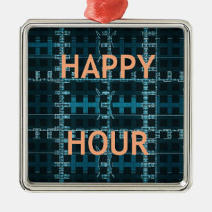 Adorno Metálico Imagen de pantalla azul de texto de la hora feliz