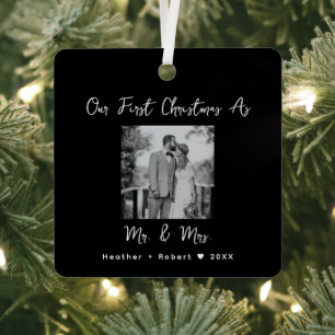 Adorno Metálico Imagen personalizada Nuestra primera Navidad casad