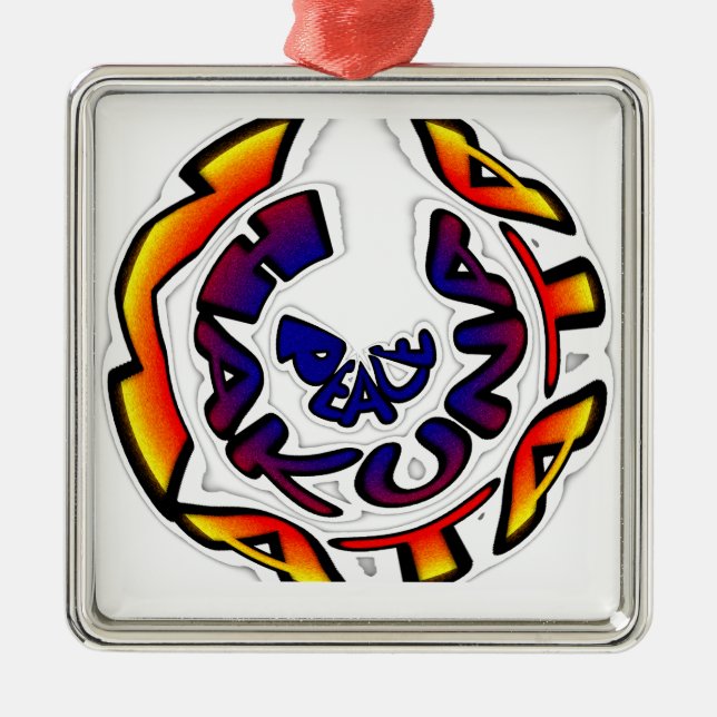 Adorno Metálico Impresión circular de arte "Peace Hakuna Matata" (Frente)