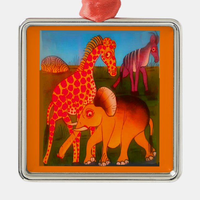 Adorno Metálico Impresión de arte animal africano (Frente)