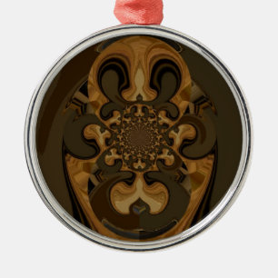 Adorno Metálico Impresión de arte de Coffee Brown Fluid Kaleidosco