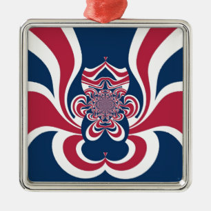 Adorno Metálico Impresión de arte del Kaleidoscope Azul Rojo