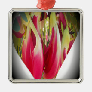 Adorno Metálico Impresión de arte floral cardíaco