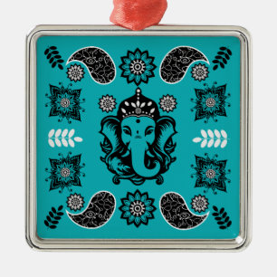 Adorno Metálico Impresión de arte hindú con tema de Ganesha