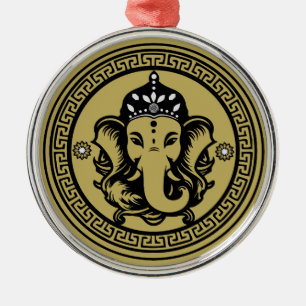 Adorno Metálico Impresión de arte hindú con tema de Ganesha
