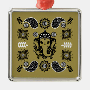 Adorno Metálico Impresión de arte hindú con tema de Ganesha