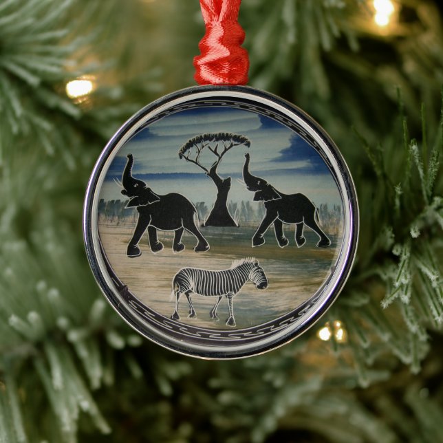 Adorno Metálico Impresión de elefantes africanos (Árbol)