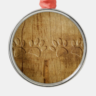 Adorno Metálico Impresión de hojas de perro de madera tallada