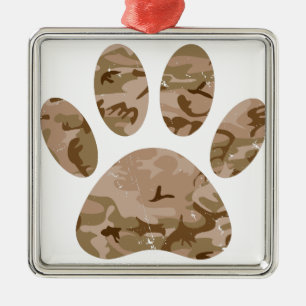 Adorno Metálico Impresión de las garras de perro del desierto Camo
