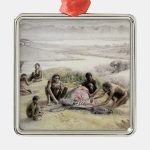 Adorno Metálico Impresión de un campo ocupado por habilis de homo