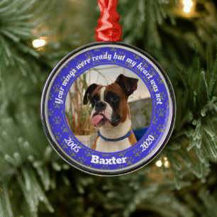 Adorno Metálico Impresión personalizada de Blue Paw en memoria de 