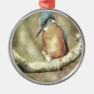 Adorno Metálico Impresionante Kingfisher En Acuarela