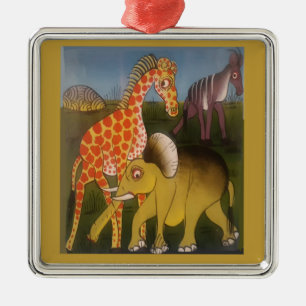 Adorno Metálico Imprimir arte de trío africano