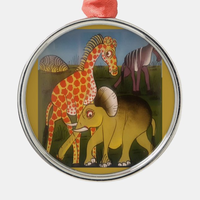 Adorno Metálico Imprimir arte de trío africano (Frente)