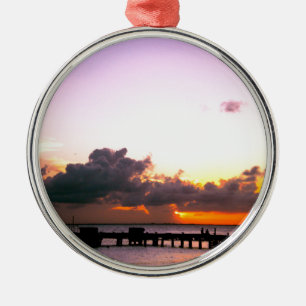 Adorno Metálico increíble puesta de sol púrpura dorada naranja en