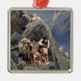 Adorno Metálico Indios apaches en montañas, Henry americano nativo