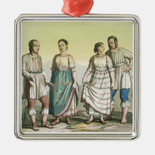 Adorno Metálico Indios de Michoacan en el traje tradicional,