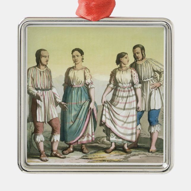 Adorno Metálico Indios de Michoacan en el traje tradicional, (Frente)