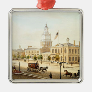 Adorno Metálico Indique la casa, Philadelphia, grabada por Deroy