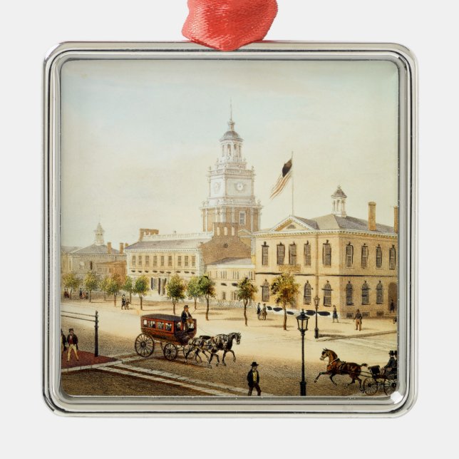 Adorno Metálico Indique la casa, Philadelphia, grabada por Deroy (Frente)