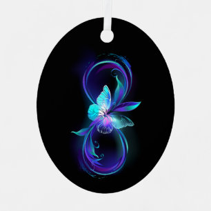 Adorno Metálico Infinito brillante con mariposa mágica