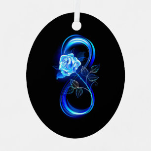 Adorno Metálico Infinito brillante con rosa azul