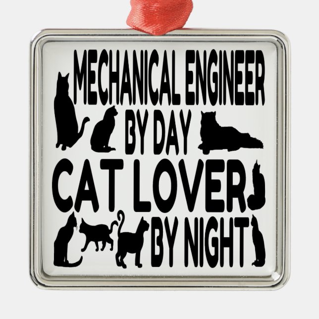 Adorno Metálico Ingeniero Mecánico Cat Lover (Frente)