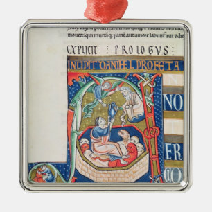 Adorno Metálico Inicial "A" de Historiated que representa a Daniel